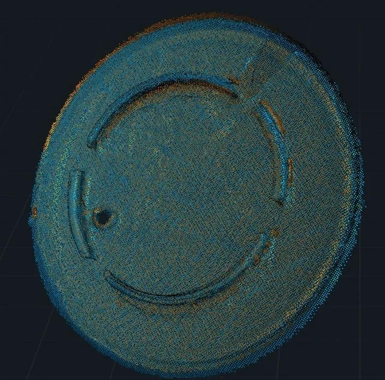 Point-cloud 3D scan visualization of a fabricated component